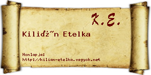 Kilián Etelka névjegykártya