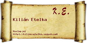 Kilián Etelka névjegykártya